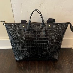 Clare V. le zip sac black croco
